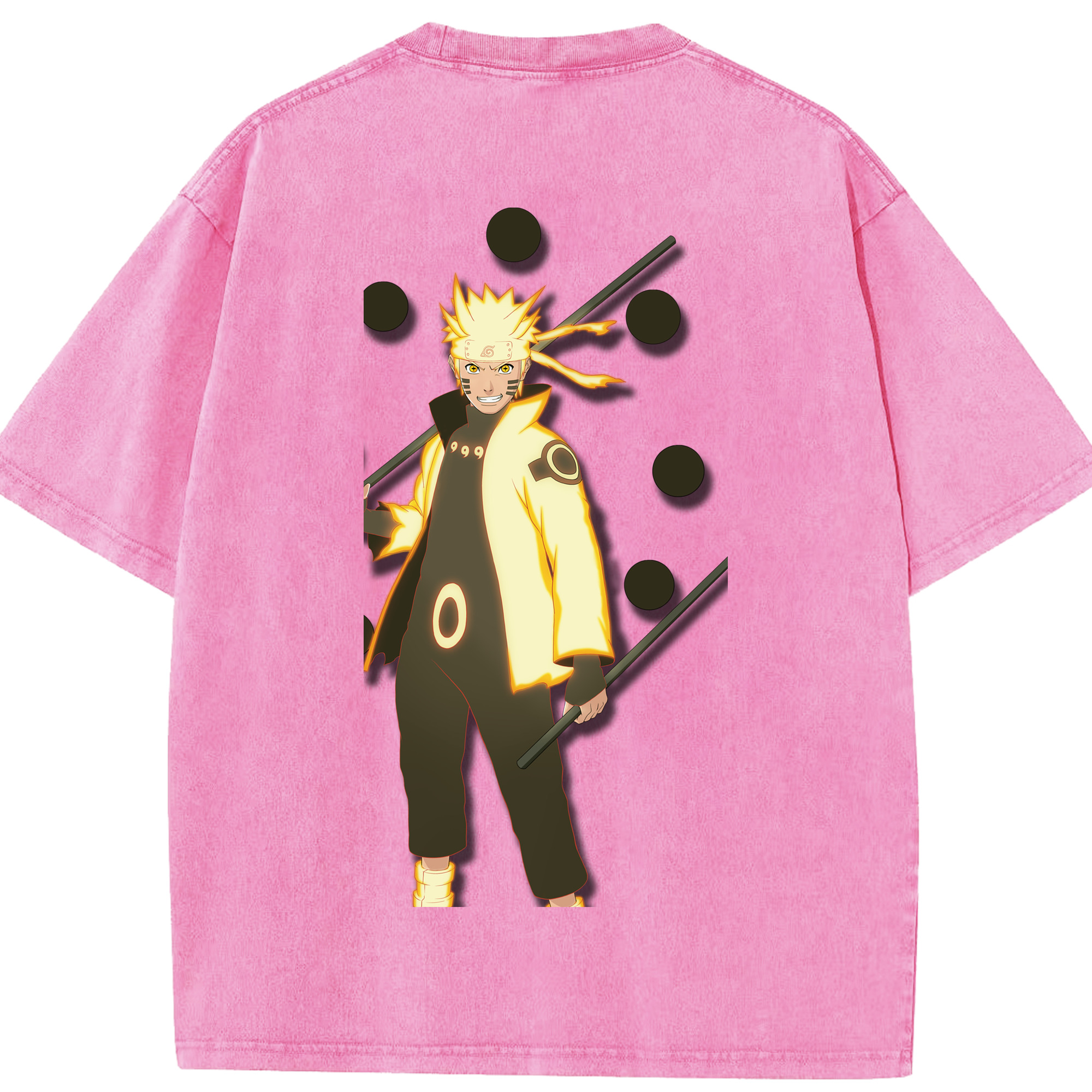 （画像用） NARUTO -ナルト- うずまき ナルト Uzumaki Naruto 綿100% ヴィンテージ風 半袖Tシャツ（背面プリント）